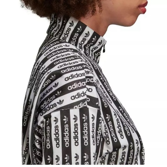 Adidas Logo Black and White Cropped Pullover Half Zip Sweater - Picture 8 of 10